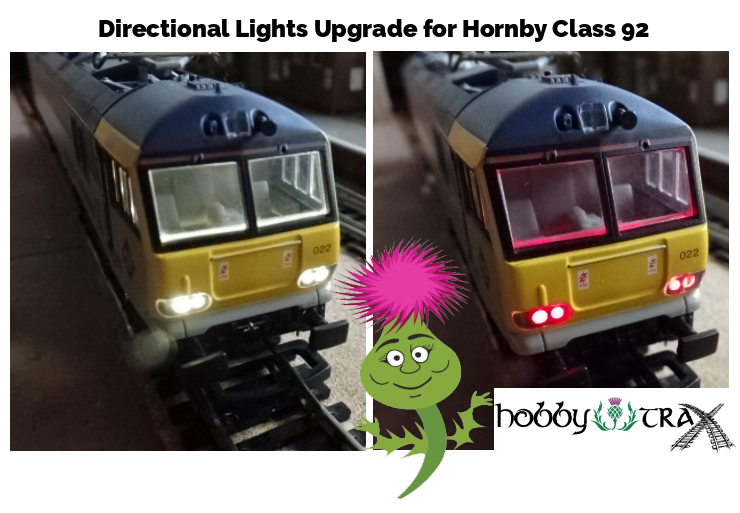 Hornby Class 92 red/white directional lights upgrade
