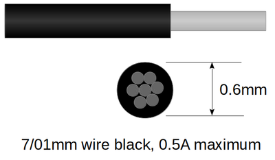 7/01mm black ultra-thin wire for DCC decoders and models - 10m