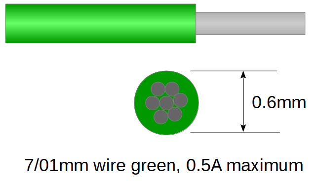 Fil ultra fin vert 7/01mm pour décodeurs et modèles DCC - 10m