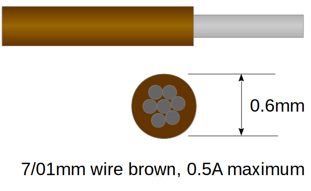 Fil ultra fin marron 7/01mm pour décodeurs et modèles DCC - 10m