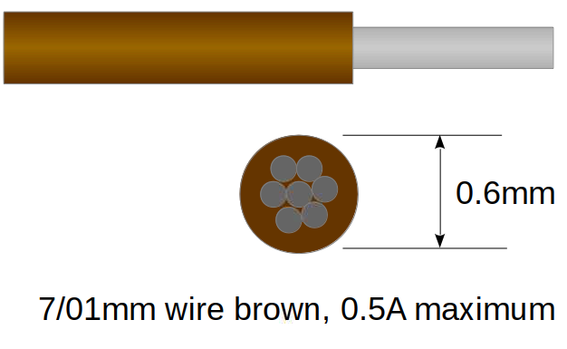 7/01mm brown ultra-thin wire for DCC decoders and models - 10m
