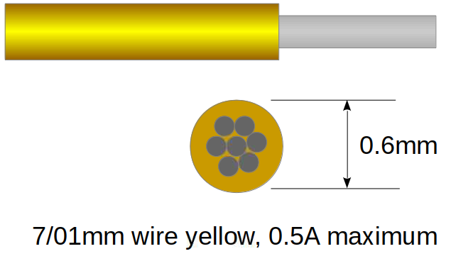 Fil ultra fin jaune 7/01mm pour décodeurs et modèles DCC - 10m