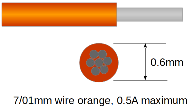 7/01mm orange ultra-thin wire for DCC decoders and models - 10m