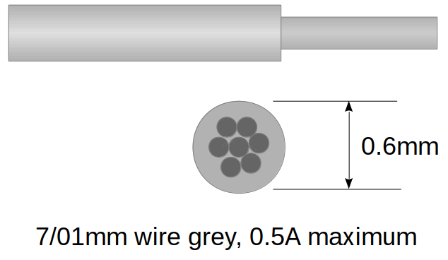 Fil ultra fin gris 7/01mm pour décodeurs et modèles DCC - 10m