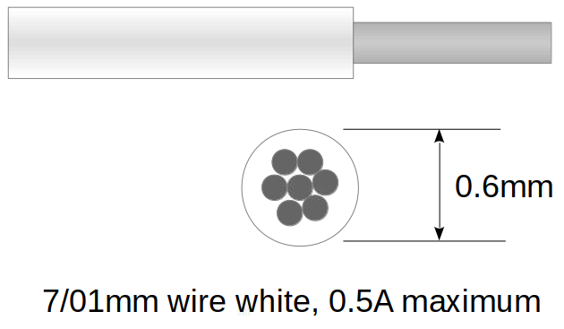 Fil ultra fin blanc 7/01mm pour décodeurs et modèles DCC - 10m