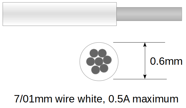 7/01mm white ultra-thin wire for DCC decoders and models - 10m