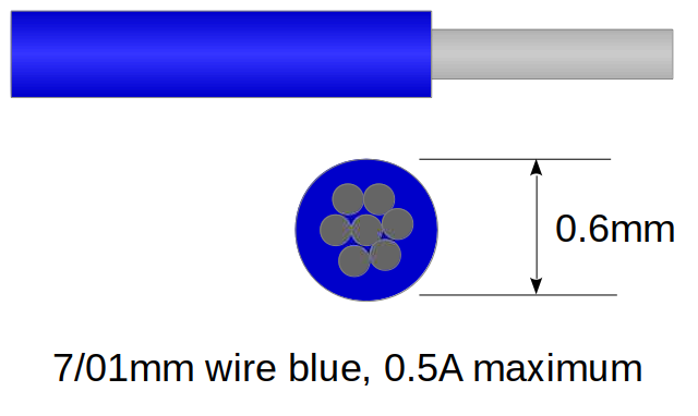 Fil ultra fin bleu 7/01mm pour décodeurs et modèles DCC - 10m