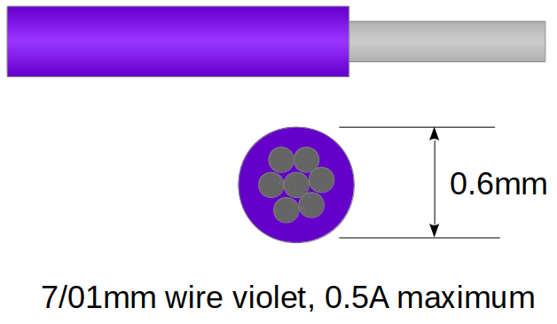 7/01mm purple ultra-thin wire for DCC decoders and models - 10m