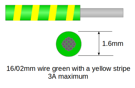 16/02mm cable Green and Yellow 10m