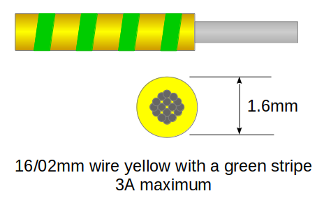 16/02mm cable Yellow and Green 10m