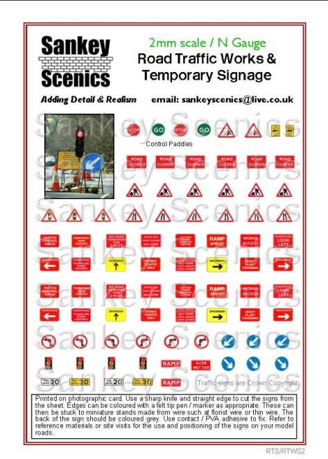 Sankey Scenics - Road traffic works and temporary signage - N gauge