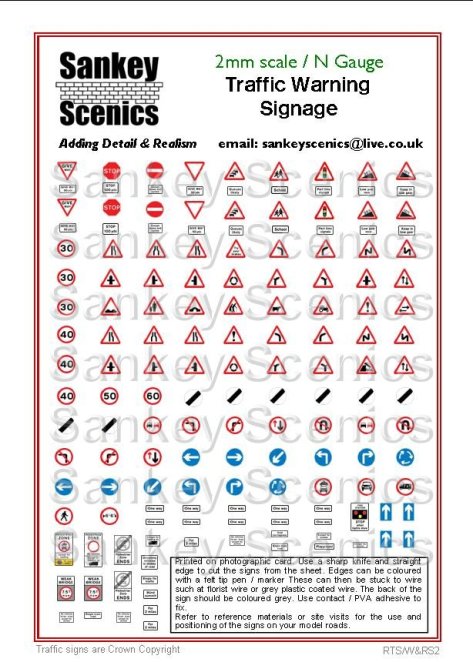 Sankey Scenics - Traffic warning signage - N gauge