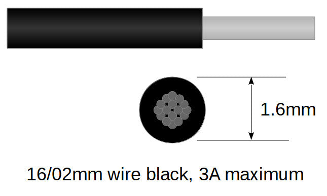 16/02mm cable Black 10m