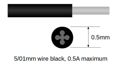 5/01mm super fine cable black 10m