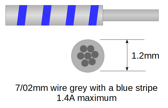 7/02mm Kabel grau und blau 10m