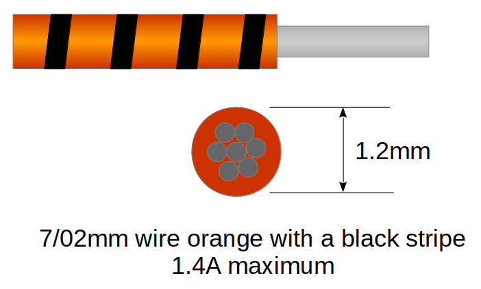 7/02mm cable orange and black 10m