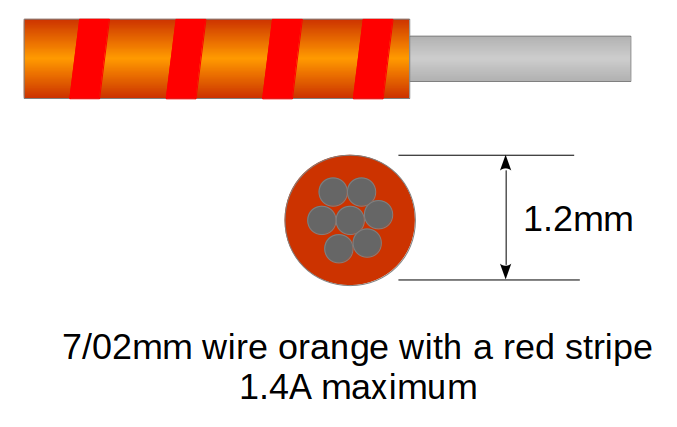 7/02mm cable orange and red 10m