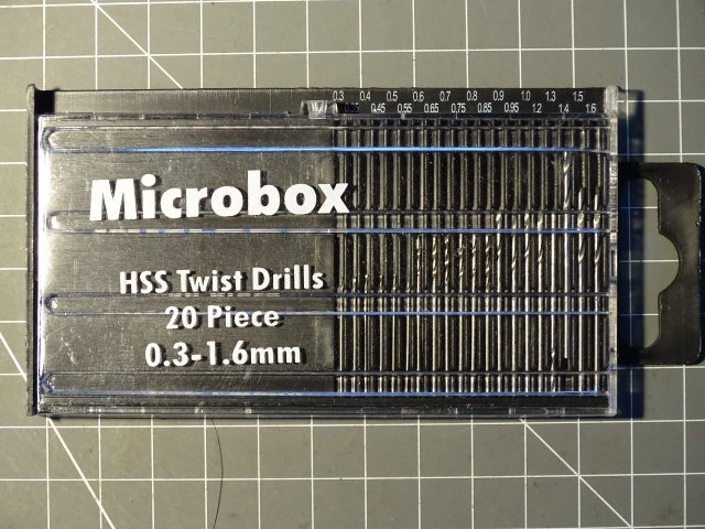 Jeu de micro-forets HSS 0,3 à 1,6 mm 20 pièces